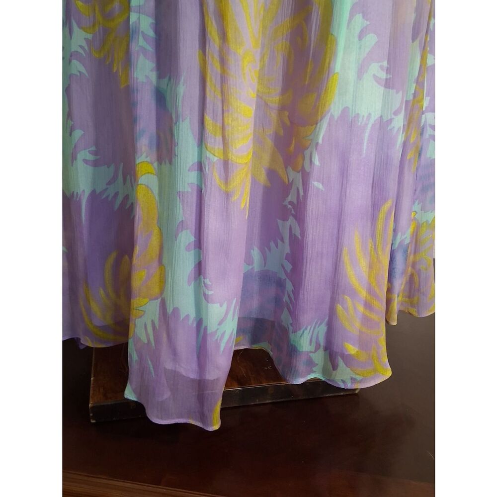 Nanette Lepore 100% Silk Lavender Floral Tie-Front Midi Dress - Picture 5 of 16